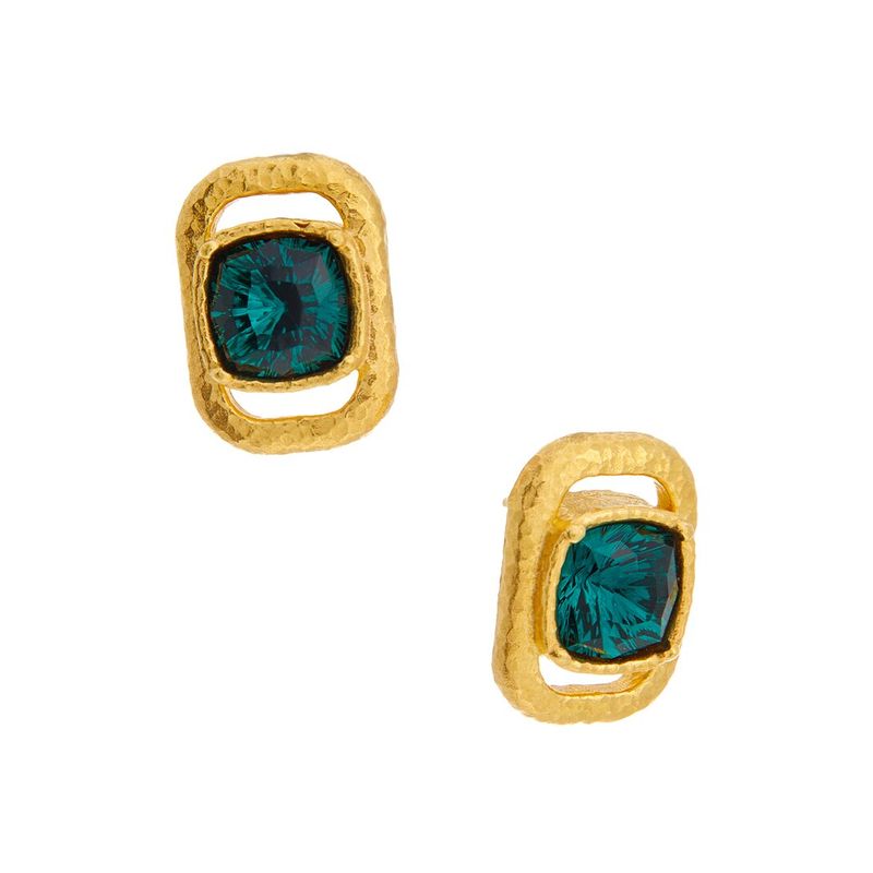 Oscar De La Renta Rectangle Stud Crystal Earrings